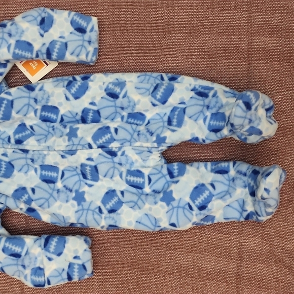 Healthtex Fleece Blue Football Footed Zip Up - Size 6-‎ 9 months - Picture 5 of 16